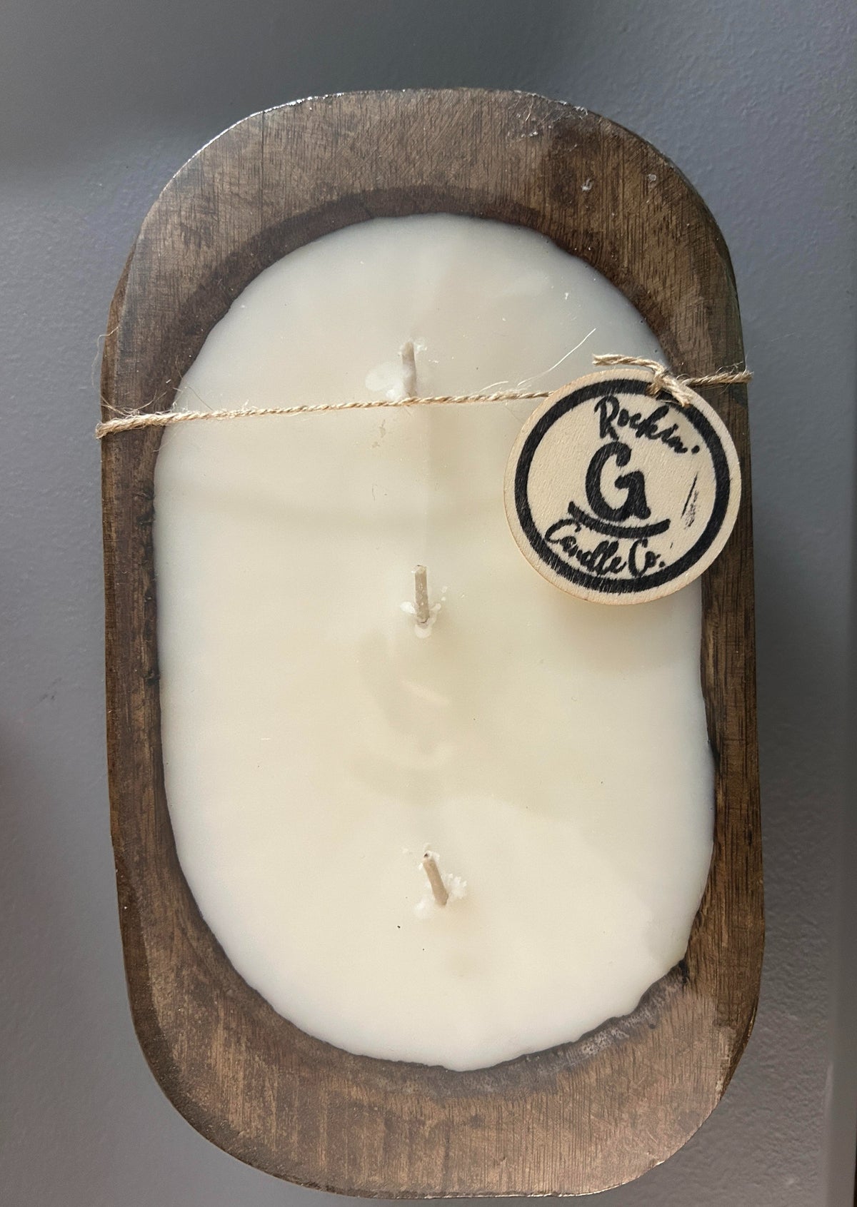 Oval Wooden Dough Bowl Candle